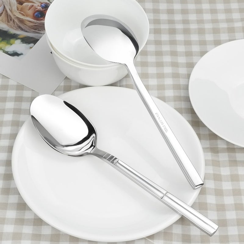 Saedy 8 Pieces Large Stainless Steel Spoon, Stainless Steel Banquet Serving Spoon - Image 4